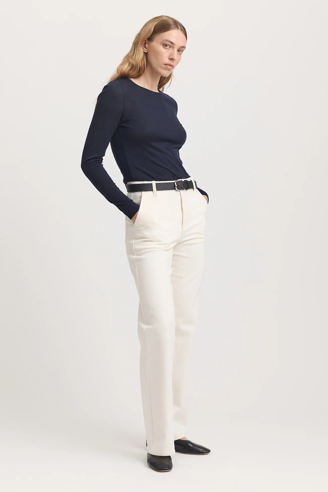 Crew merino tee - French Navy