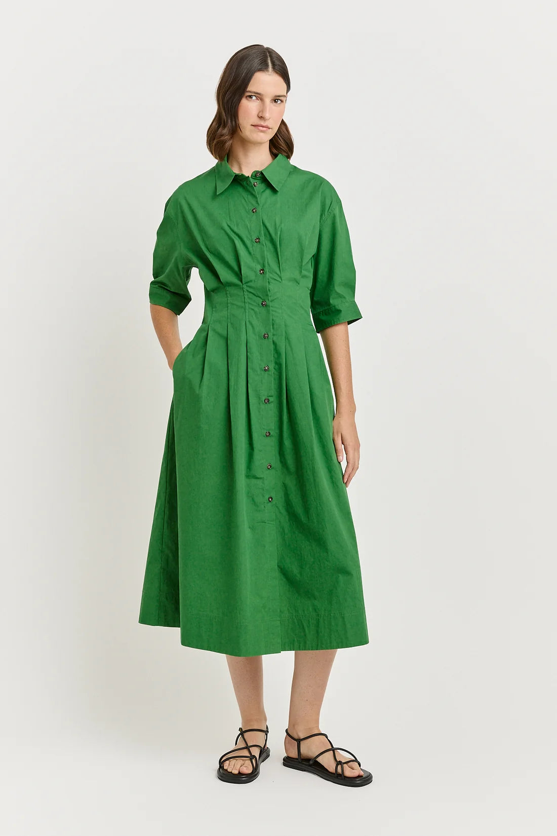Fitted Waist Dress - Spring Green