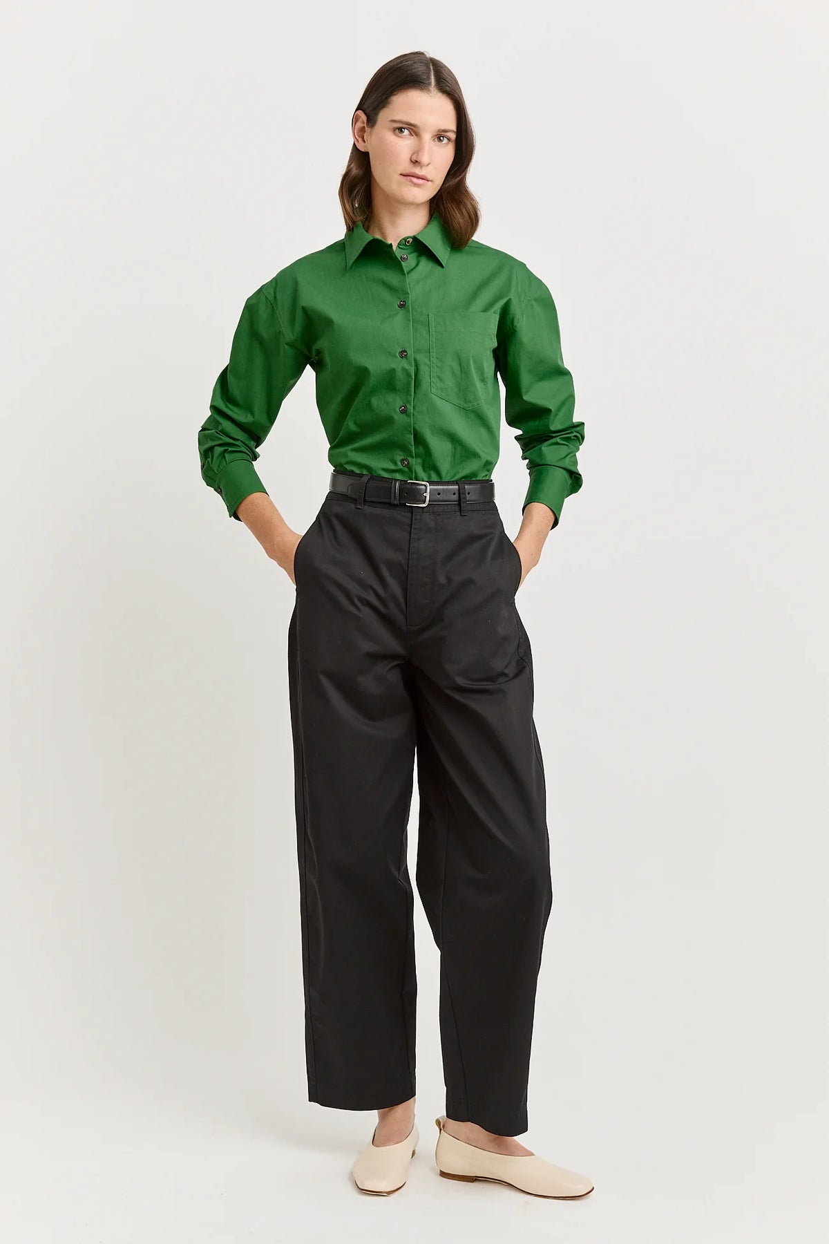 Relaxed cotton shirt - Spring green