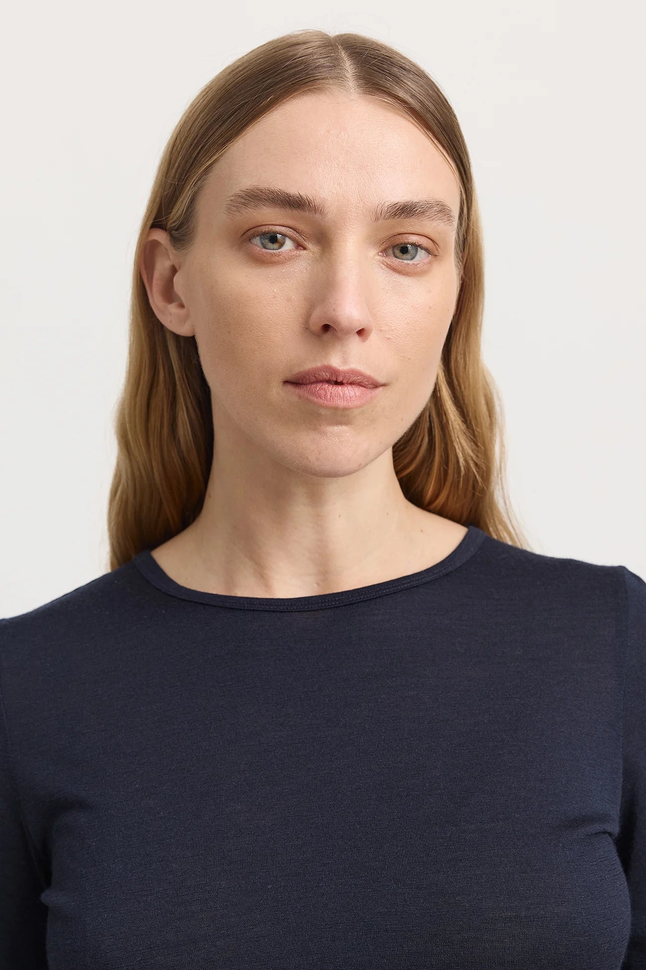Crew merino tee - French Navy