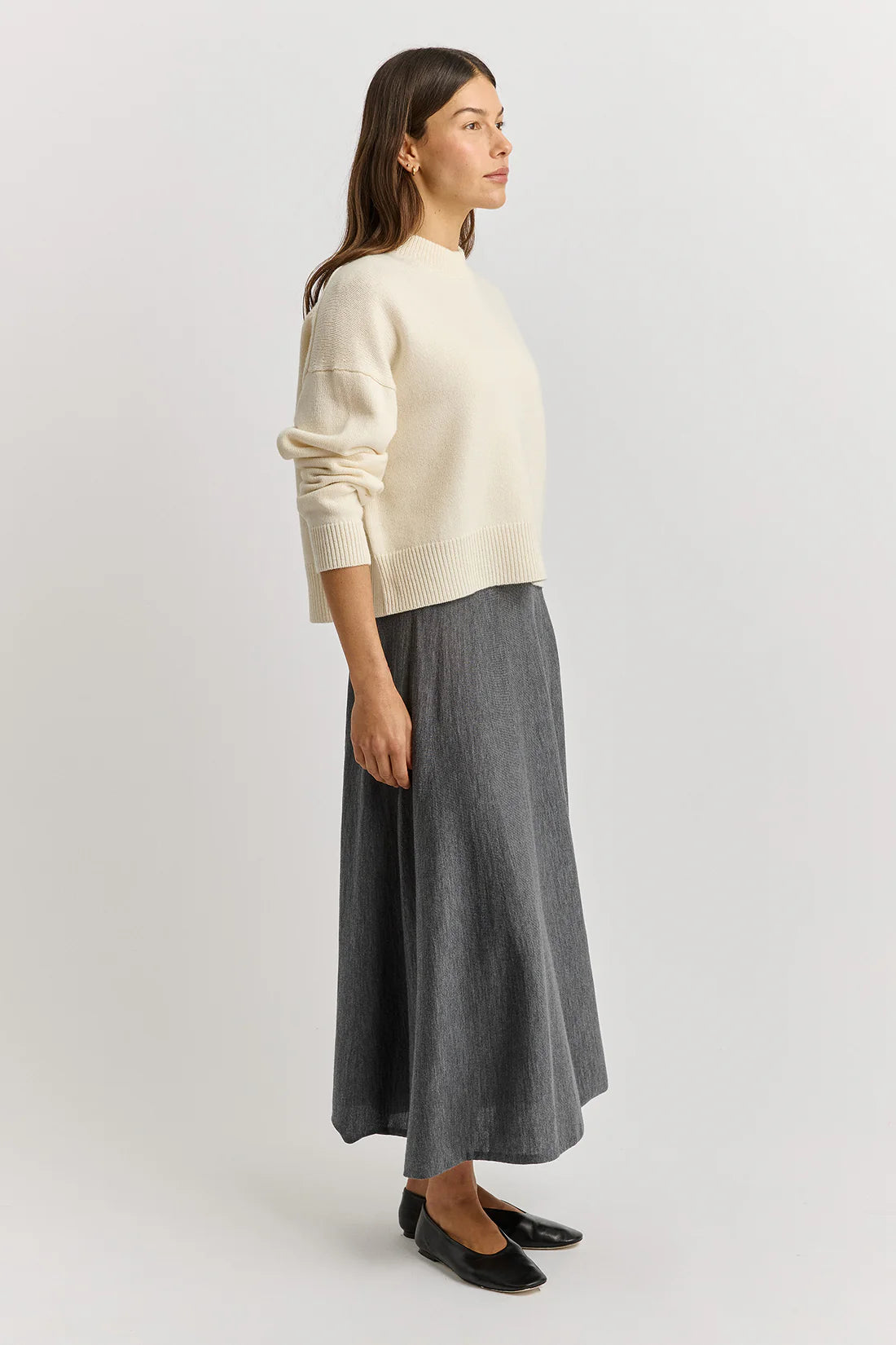 Drop shoulder crew - Ivory