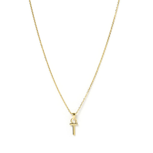 INITIAL GOLD CHARM NECKLACE - LETTER T