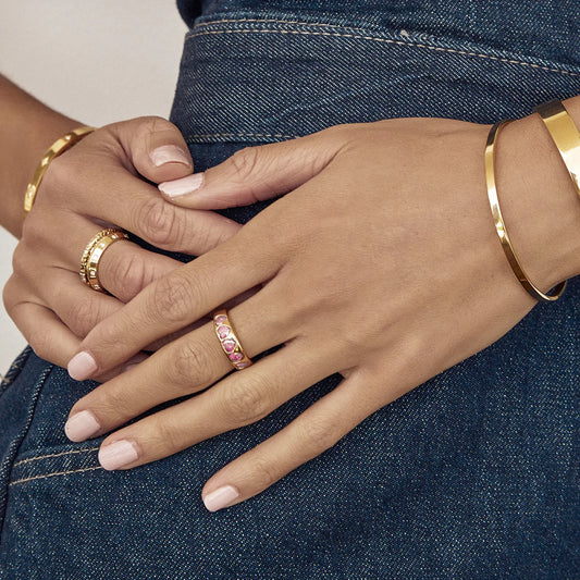 Jadore Gold Ring - Pink