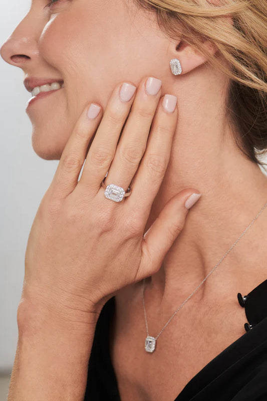 Amelia Silver Baguette Cut Dress Ring