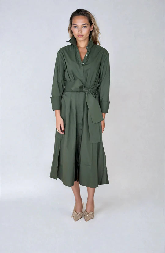 The Amelie Shirt Dress - Sage