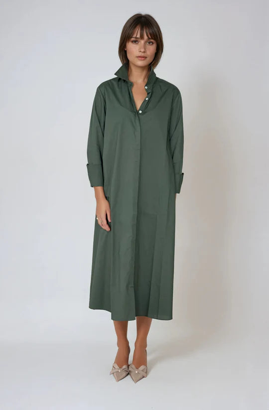 The Amelie Shirt Dress - Sage