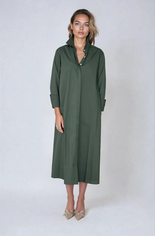 The Amelie Shirt Dress - Sage