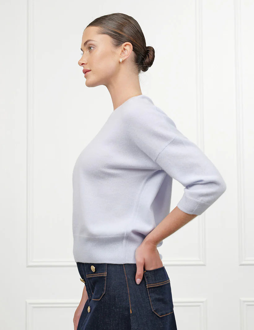 Tara Cashmere Knit Tee Blue