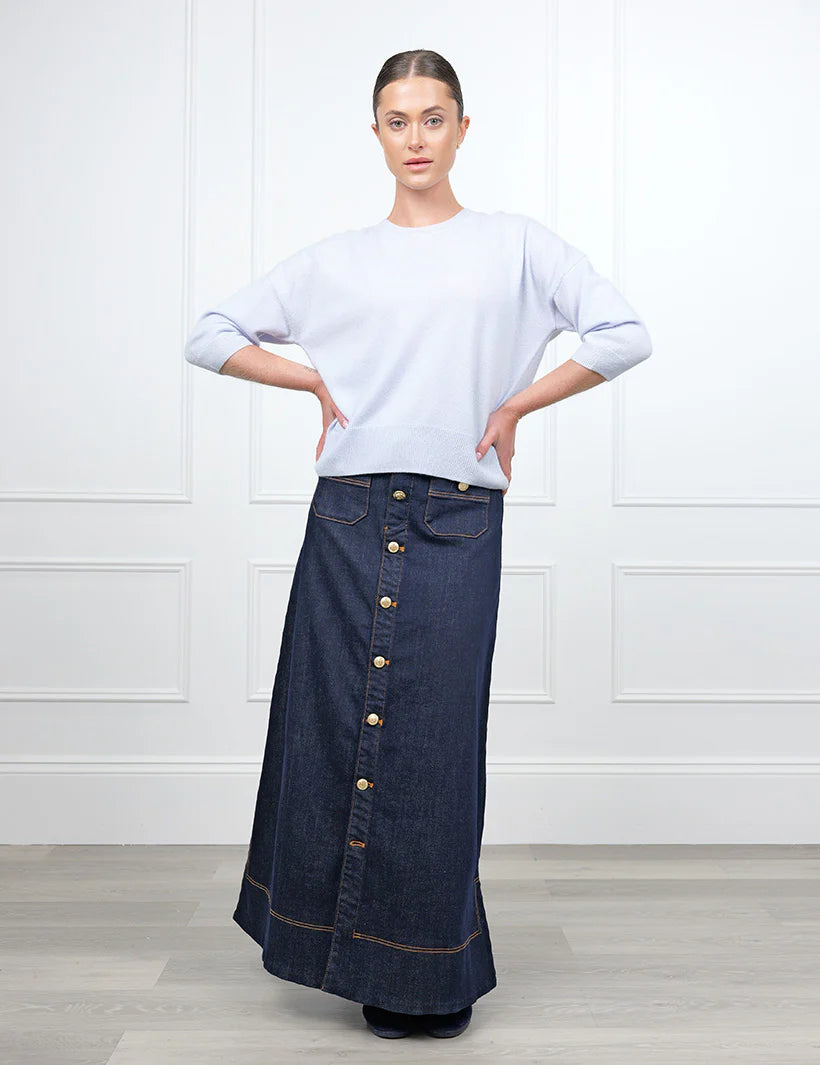 Tara Cashmere Knit Tee Blue