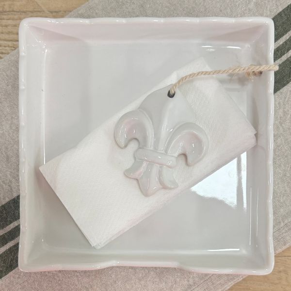 Ceramic Napkin Holder - Fleur De Lys