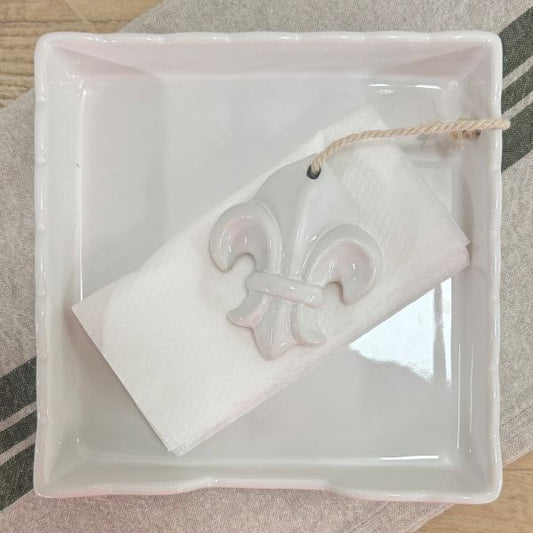Ceramic Napkin Holder - Fleur De Lys