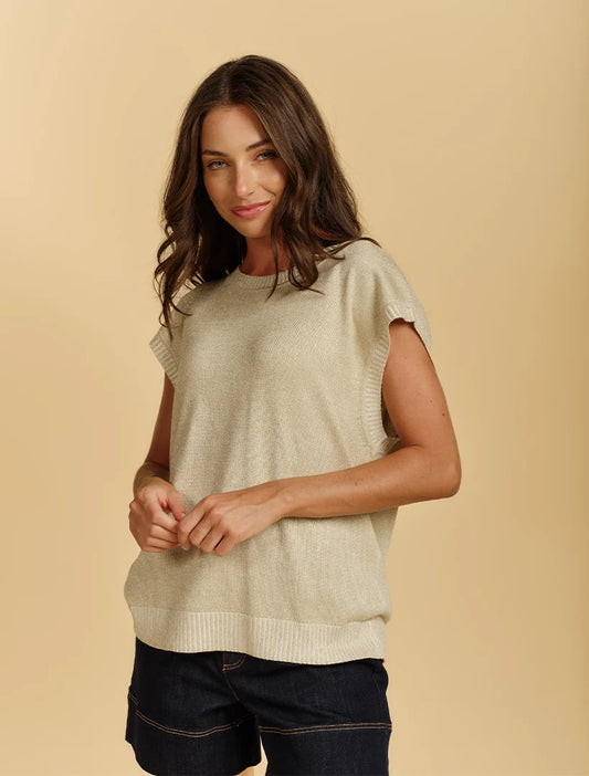 Carla Glitter Tank Gold