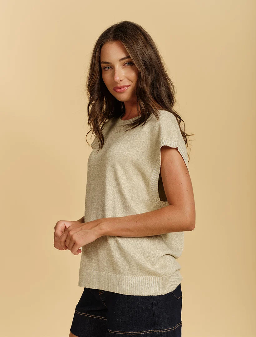 Carla Glitter Tank Gold