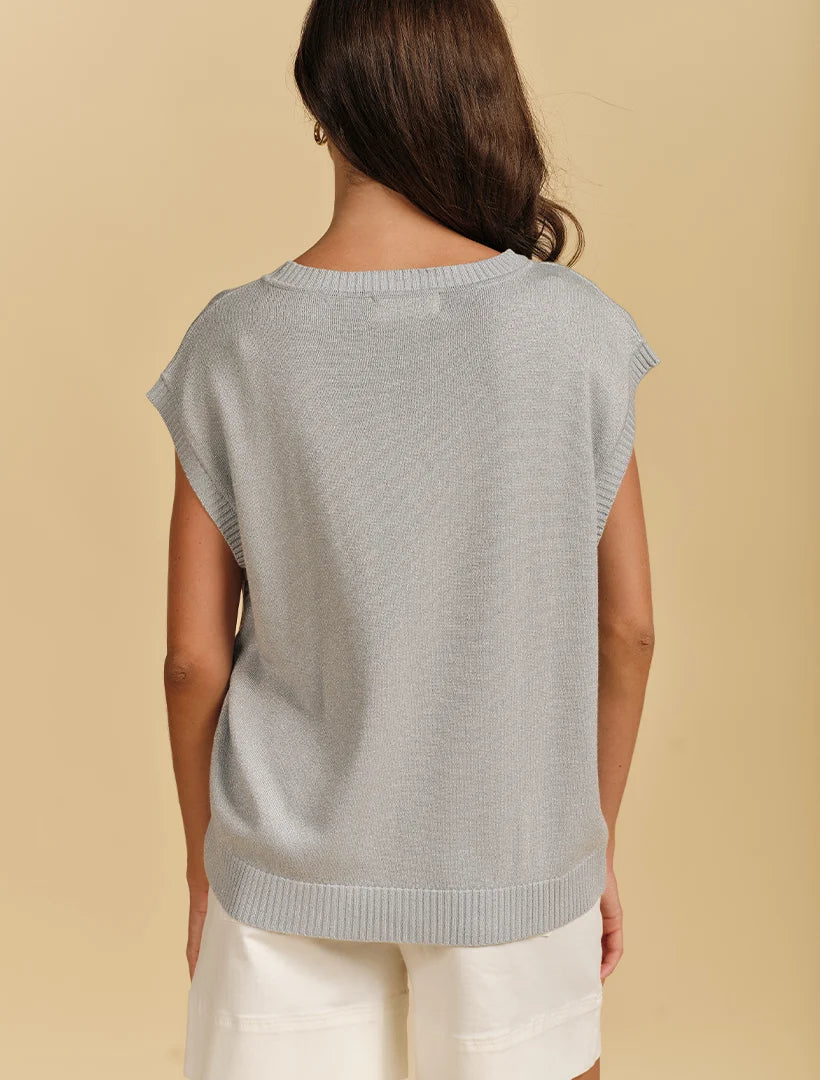 Carla Glitter Tank Silver