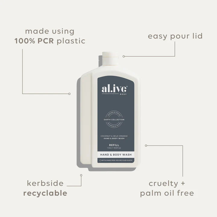 1 L WASH REFILL - COCONUT & WILD ORANGE