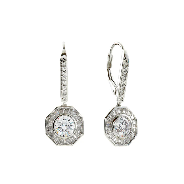 Allegra Rhodium and Clear Cubic Zirconia Art Deco Earrings