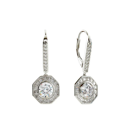 Allegra Rhodium and Clear Cubic Zirconia Art Deco Earrings