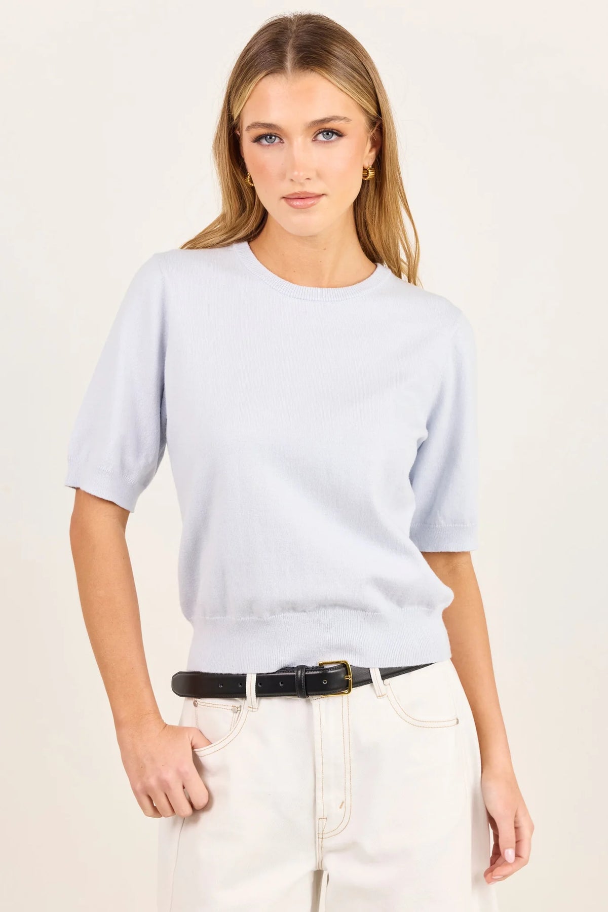 Edition Ice Blue Crewneck Cashmere Blend Knit Tee