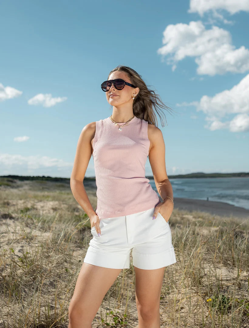 Elodie Rib Vest Pink
