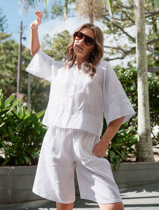 Harriet Linen Shacket White
