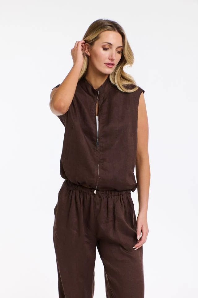 MARA LINEN ZIP TOP