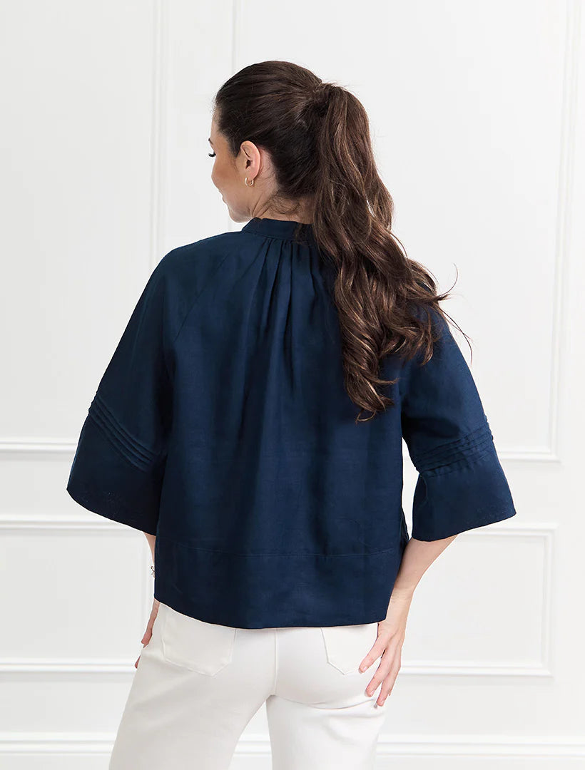 Harriet Linen Shacket Navy