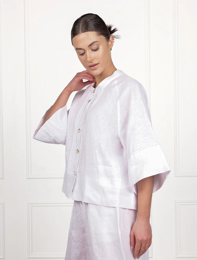 Harriet Linen Shacket White