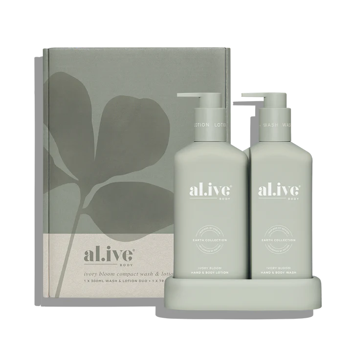 Al.ive Ivory Bloom - Compact bathroom duo, wash + lotion