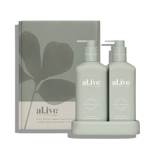 Al.ive Ivory Bloom - Compact bathroom duo, wash + lotion
