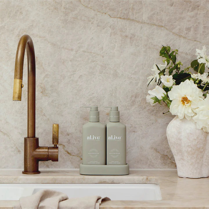 Al.ive Ivory Bloom - Compact bathroom duo, wash + lotion