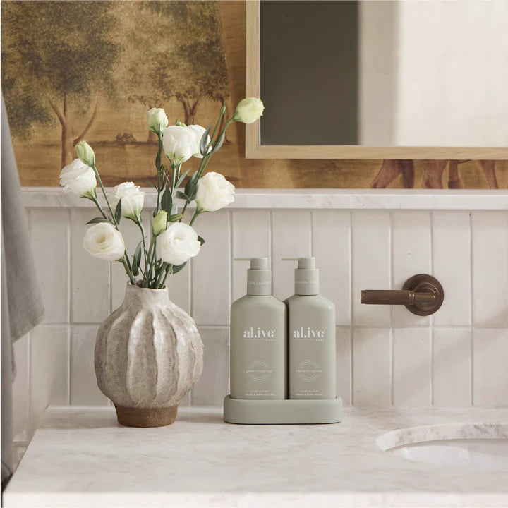 Al.ive Ivory Bloom - Compact bathroom duo, wash + lotion