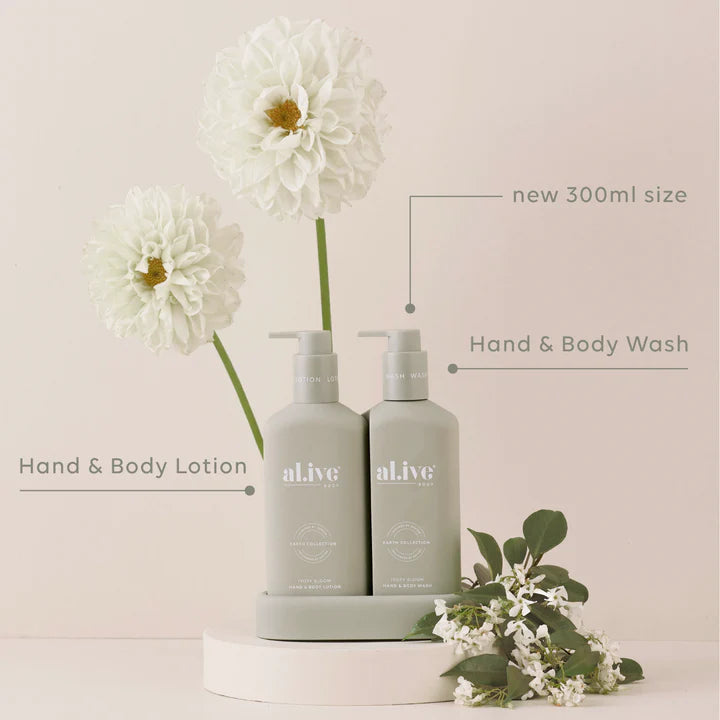 Al.ive Ivory Bloom - Compact bathroom duo, wash + lotion