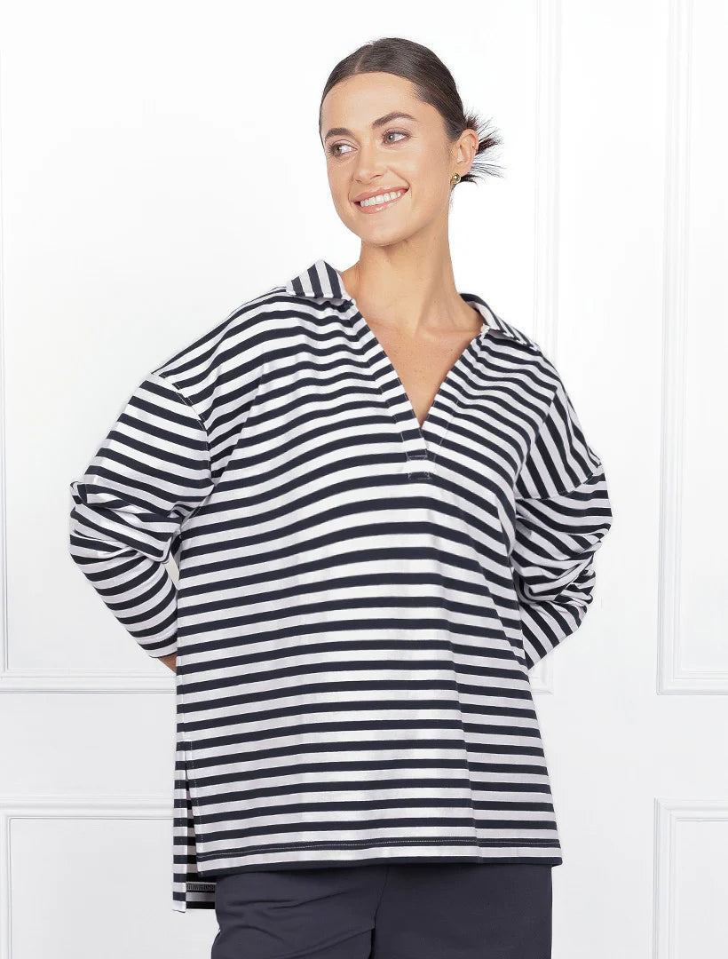 Itinerary Long Sleeve Jersey Navy White