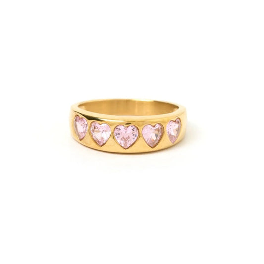 Jadore Gold Ring - Pink
