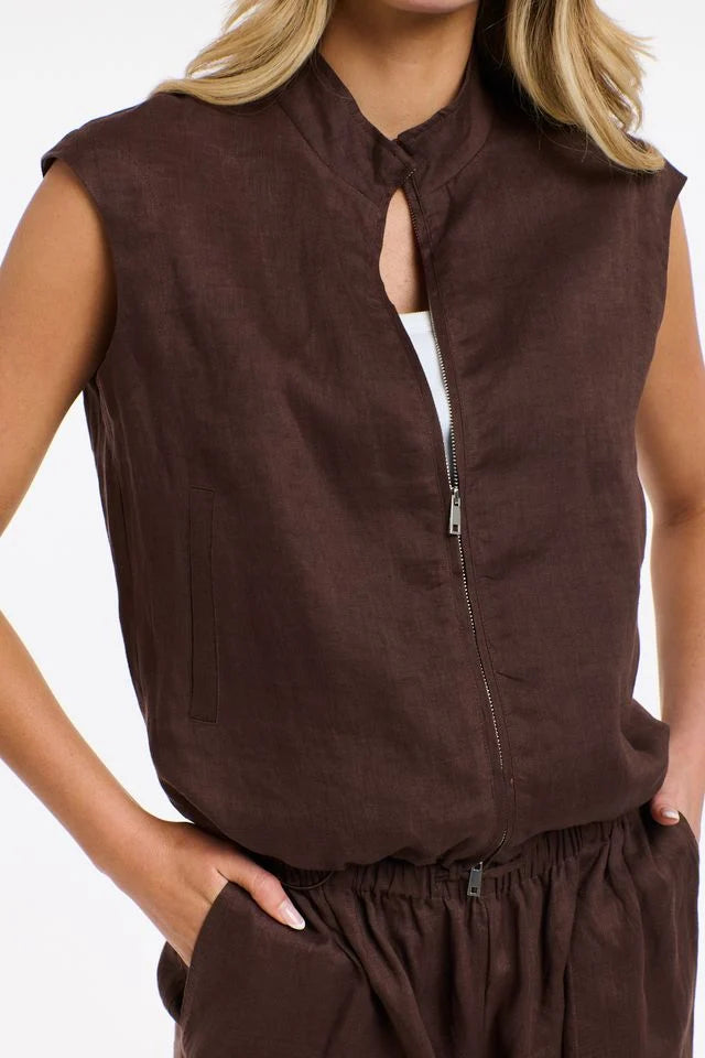 MARA LINEN ZIP TOP