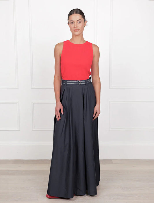 Kara Cotton Maxi Skirt Navy