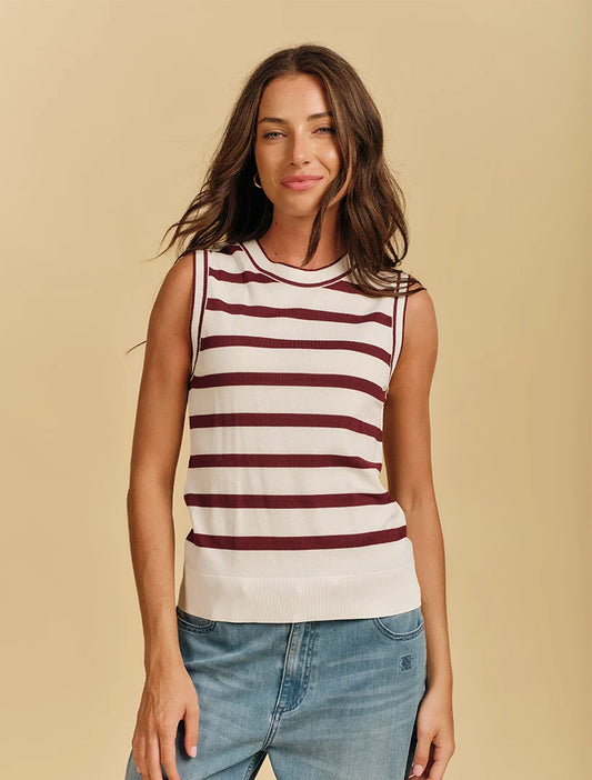 Layla Stripe Knit Tank - Pinot