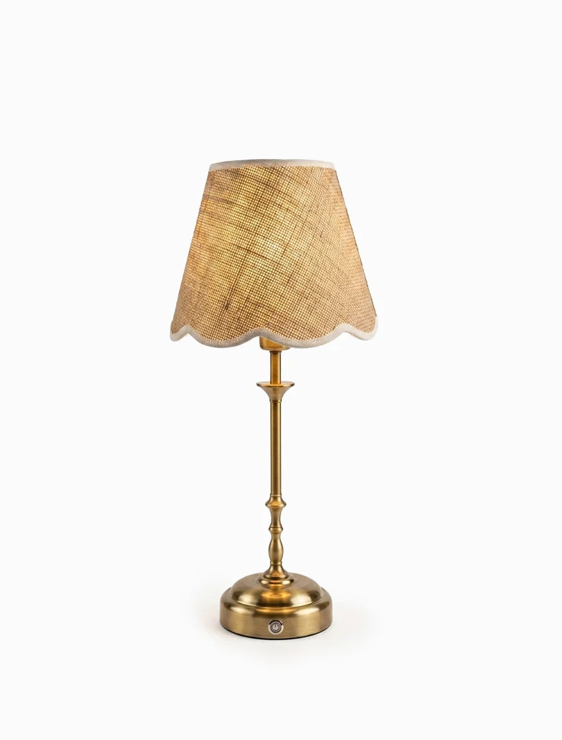 Palais Rechargeable Brass Lamp with Scallop Shade