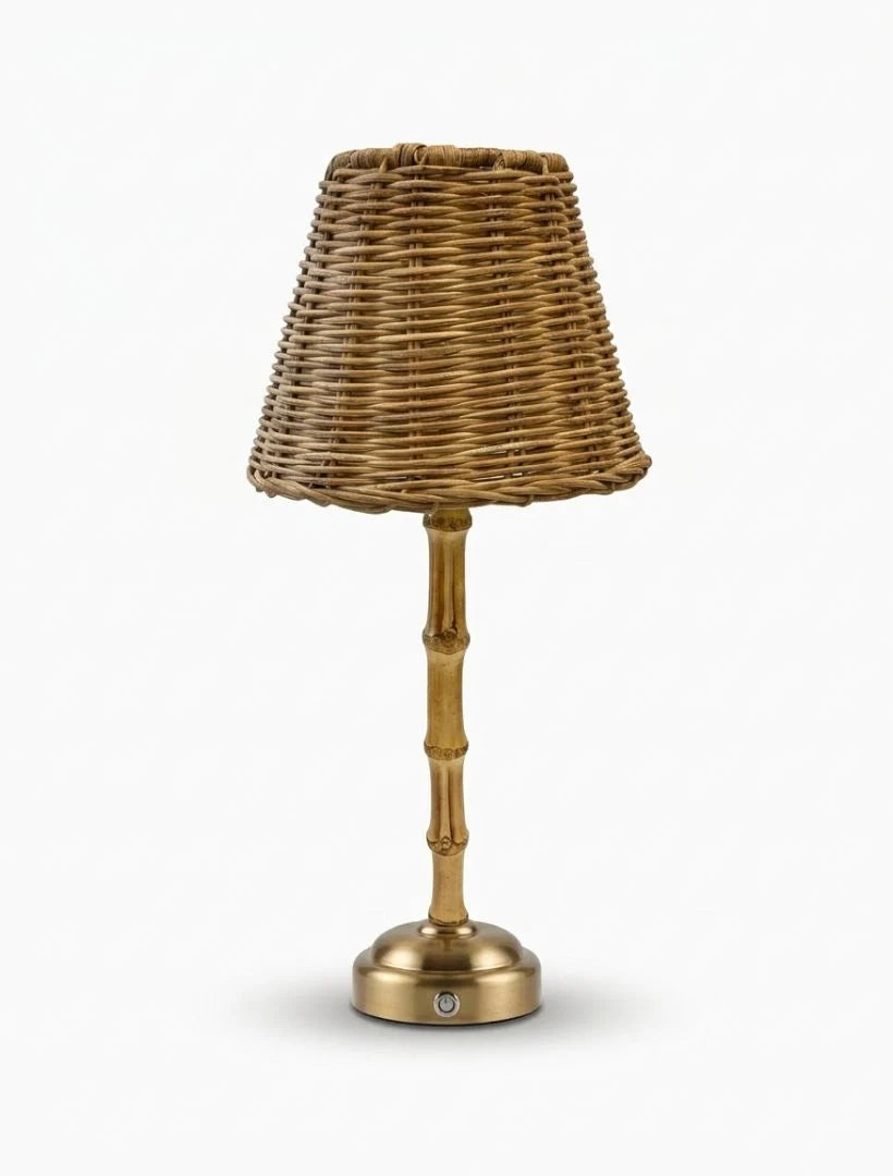 Palmier Rechargeable Lamp with Rattan Shade