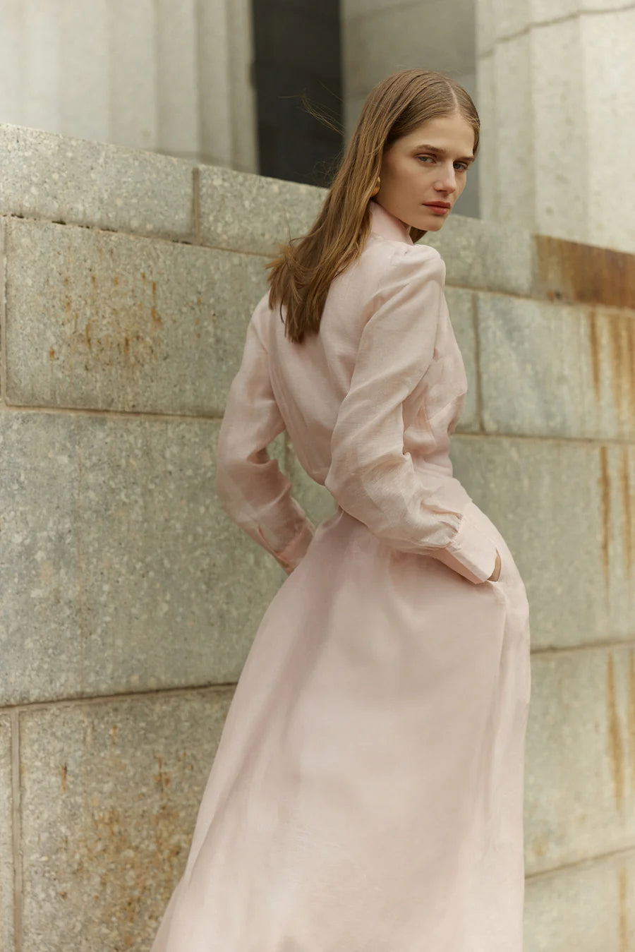 JULIE MAXI SHIRT DRESS - PINK