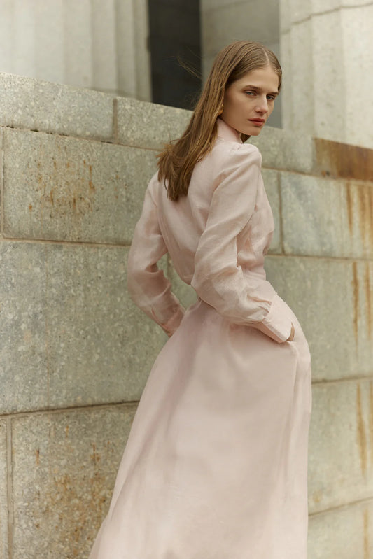JULIE MAXI SHIRT DRESS - PINK