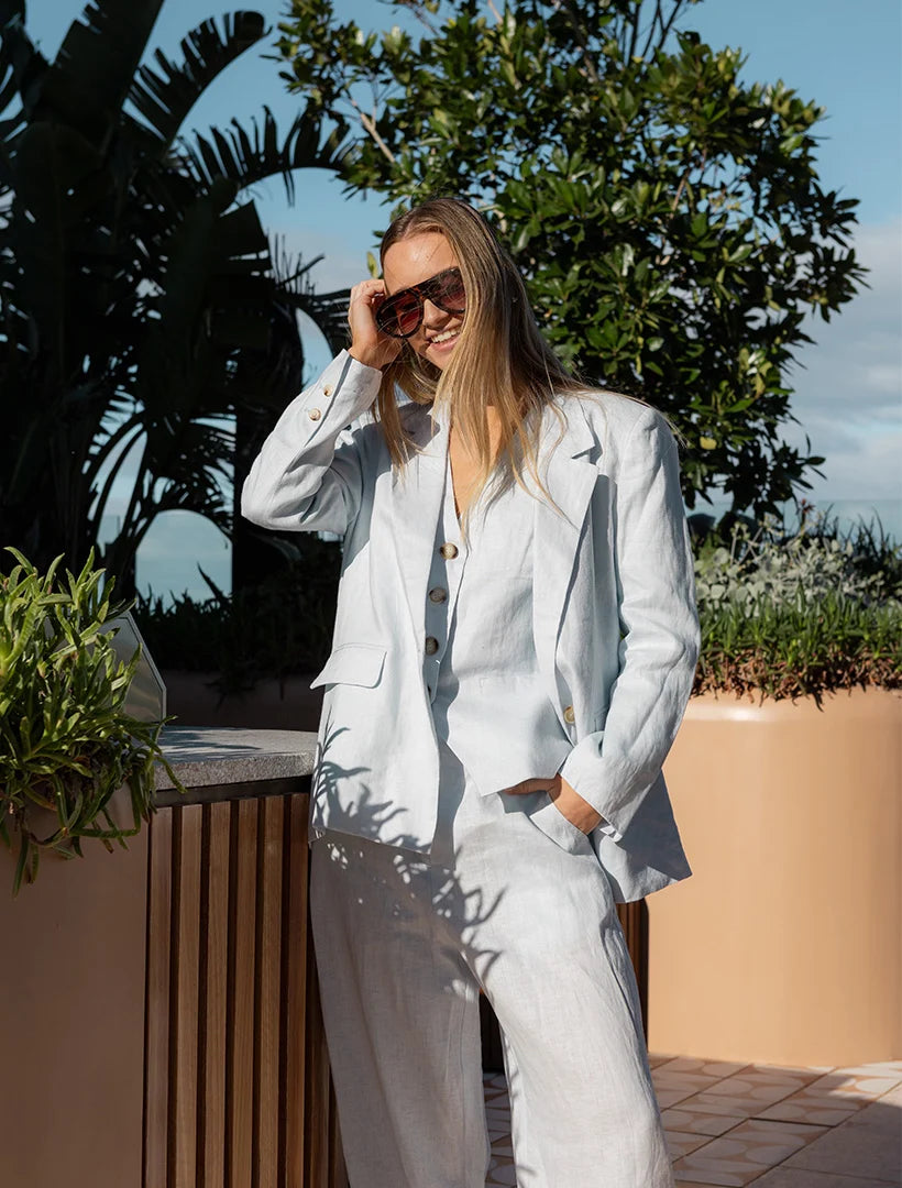 Camden Linen Jacket Pale Blue