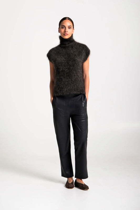 Mohair Wool Funnel Neck Vest Lerwick Mocha Clove