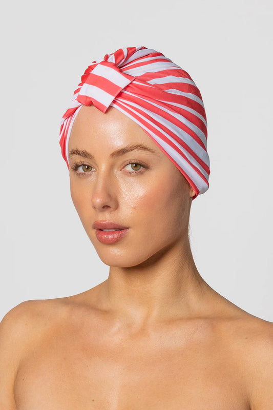 AMELIE shower cap in Pink Cabana Stripe