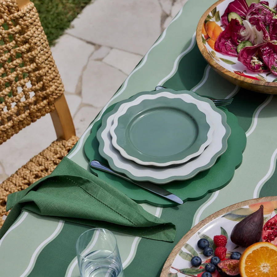 GRACIE GREEN SCALLOP WOOD CHARGER