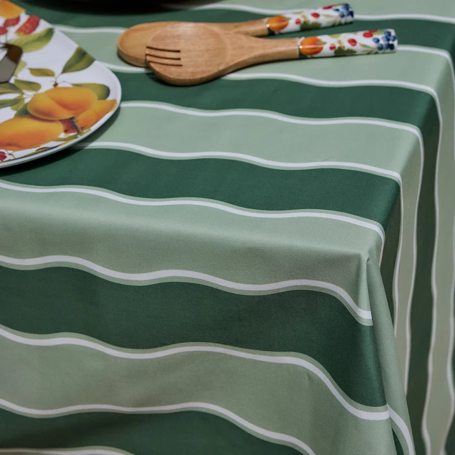 Kit Wavy Dark Green/Light Green Alfresco Tablecloth 140x250cm