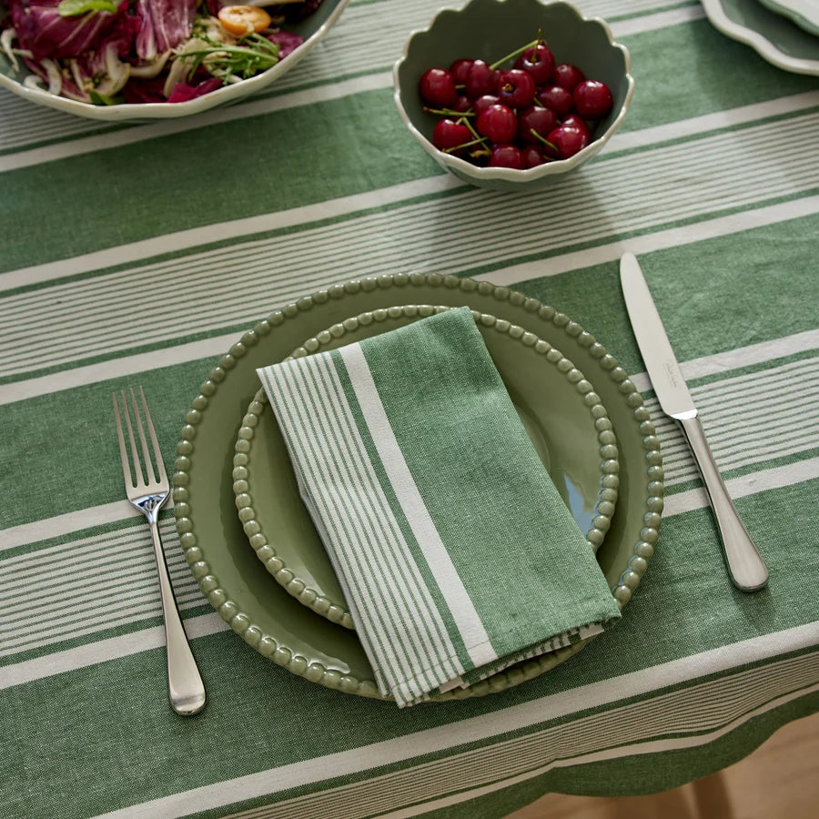 AVERY SPRUCE GREEN STRIPE NAPKIN SET 4