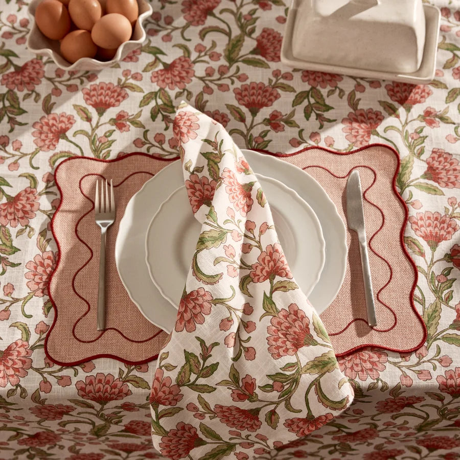 GEORGIA PINK/GREEN NAPKIN SET 4