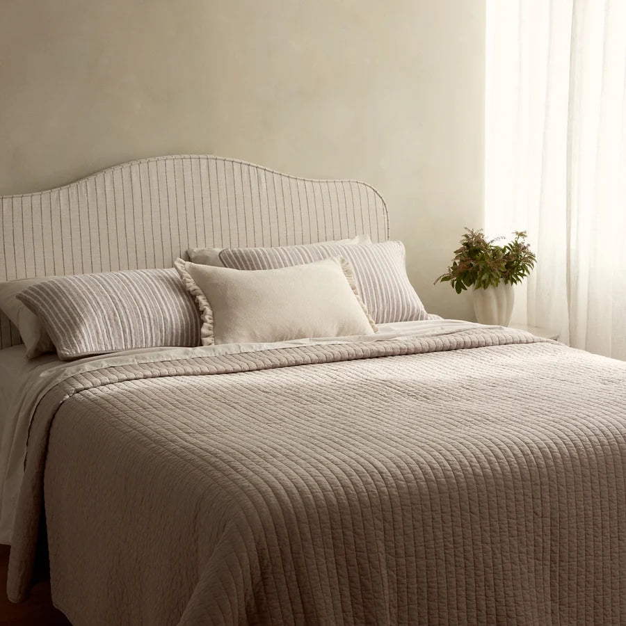 Sinclair Coffee Stripe Quilted Pillow Case Set 2