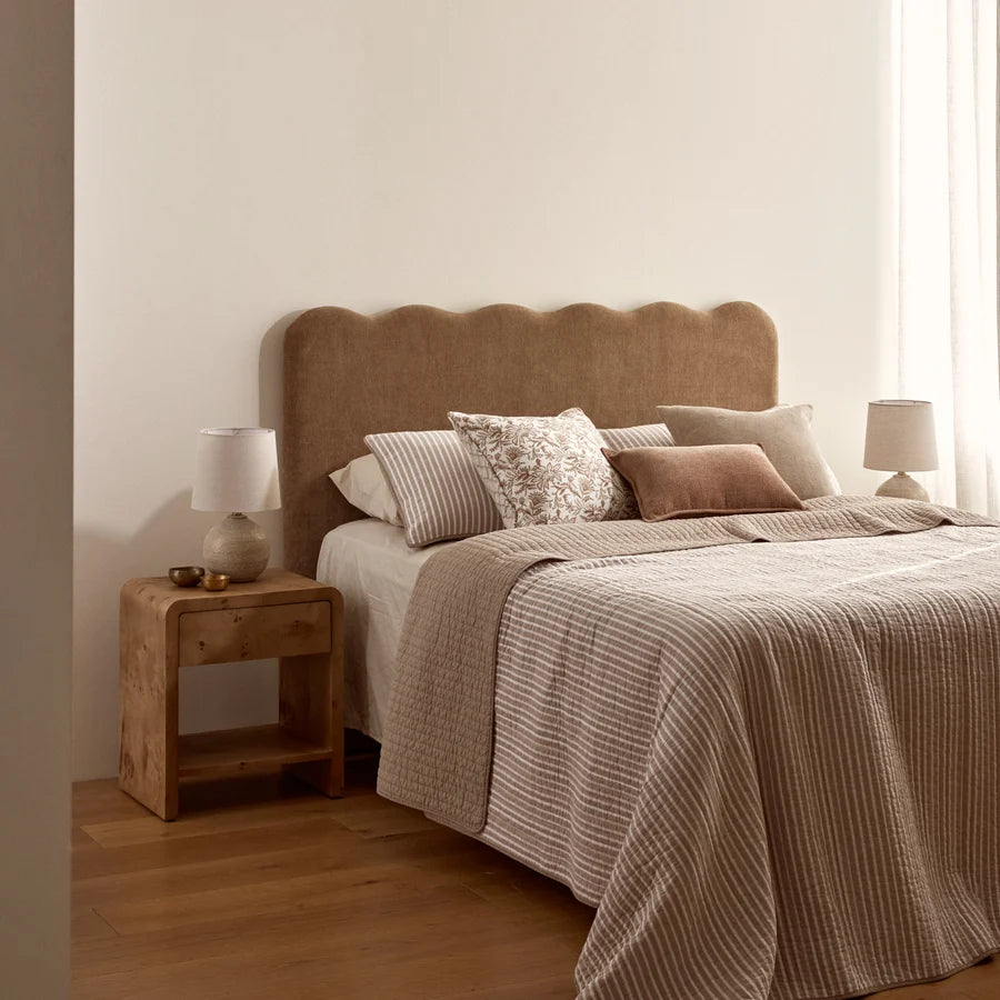 SINCLAIR COFFEE STRIPE QUILTED COVERLET